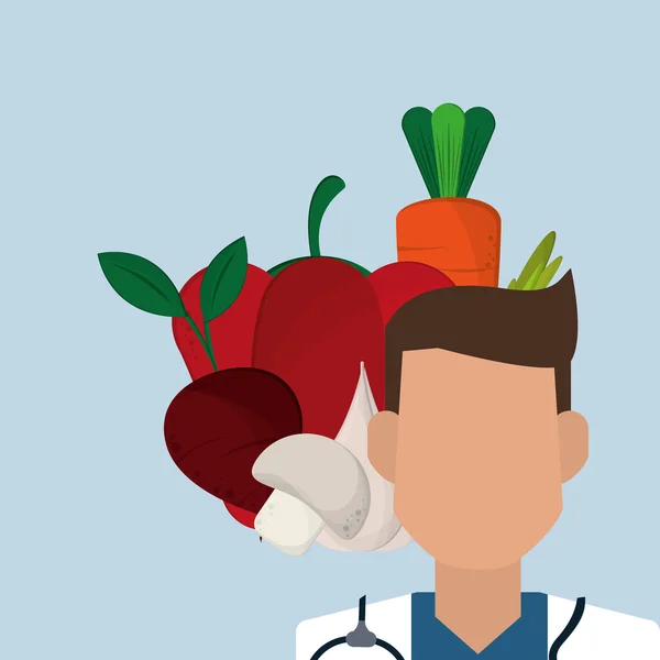 Sağlıklı gıda ve tıp doktoru görüntü — Stok Vektör