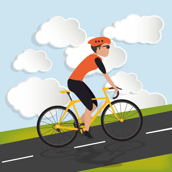 Ciclista con nubes imagen de fondo — Vector de stock