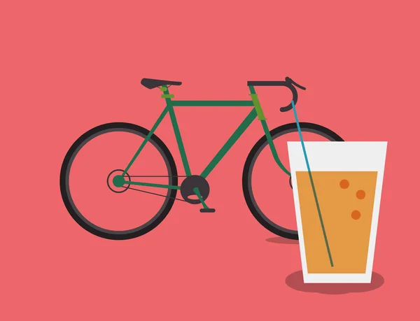 Велосипед зі скляним напоєм зображення — стоковий вектор