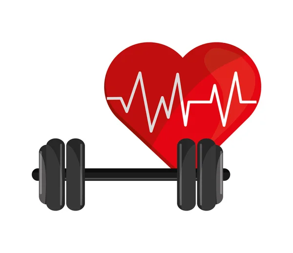 Cardiograma cardíaco e icono de la mancuerna — Vector de stock
