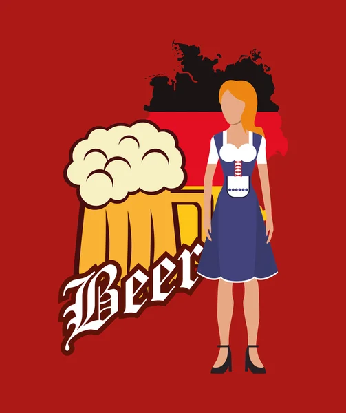 Изображение икон пива Октоберфест в Германии — стоковый вектор