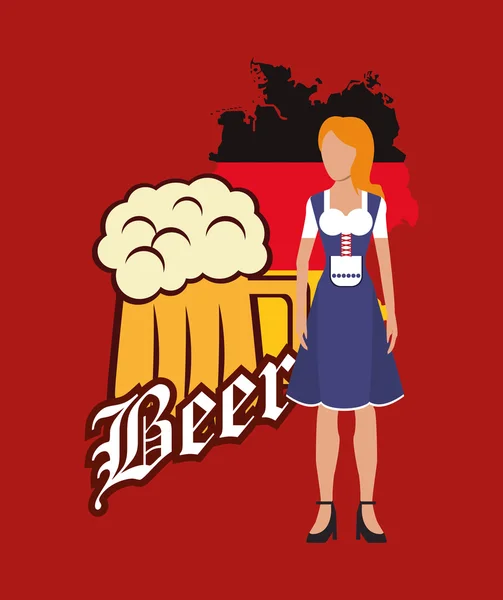 Duitsland oktoberfest bier pictogrammen afbeelding — Stockvector