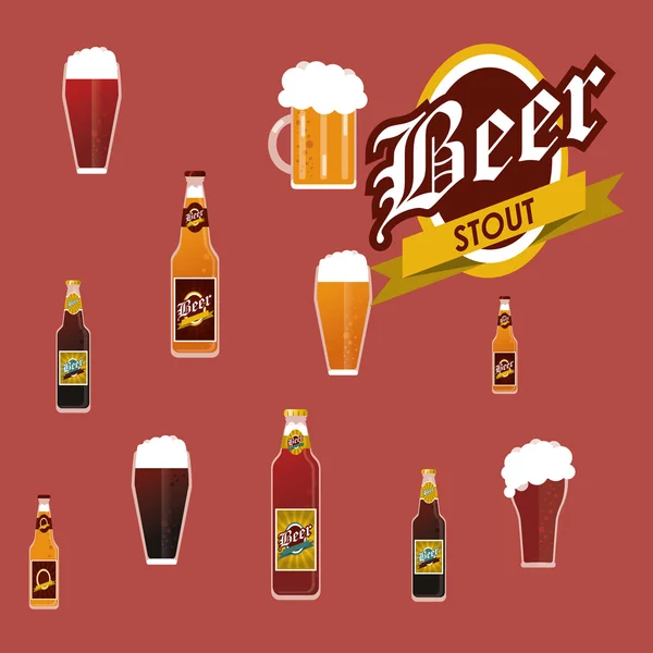 Cerveza iconos relacionados imagen — Archivo Imágenes Vectoriales