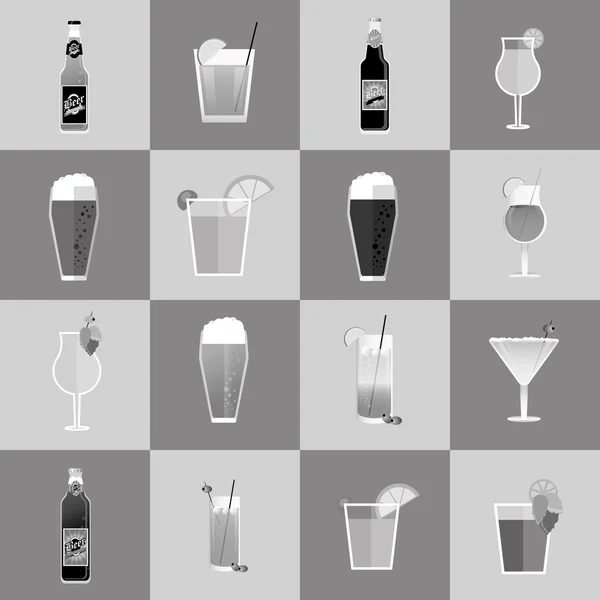 Assorted cocktails and beers image — Stock Vector