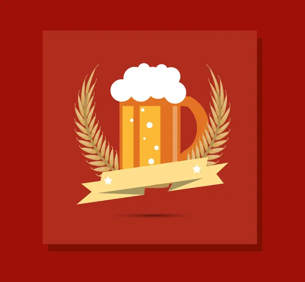 Vidro de imagem emblema de cerveja — Vetor de Stock