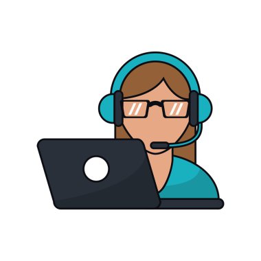 İzole operatör kadın kulaklık tasarımı ile