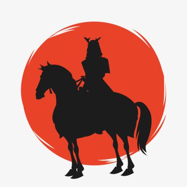 Samuray ve at karikatür tasarım