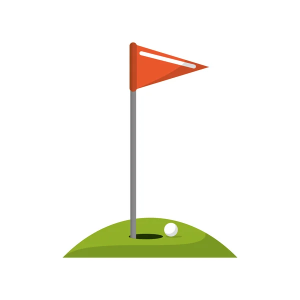 Bandera de pelota y agujero de golf diseño deportivo — Vector de stock