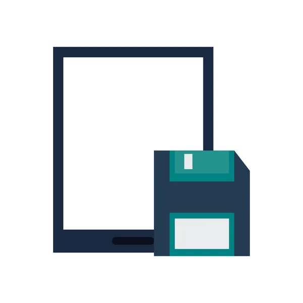 Téléphone portable moderne et icône de disquette — Image vectorielle