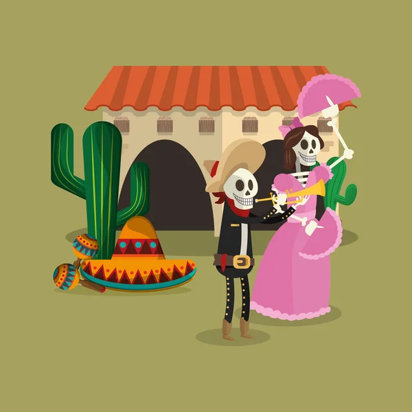 Imagen de iconos relacionados con la cultura mexicana — Vector de stock