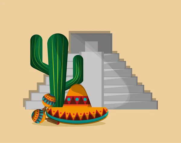 Imagen de iconos relacionados con la cultura mexicana — Archivo Imágenes Vectoriales