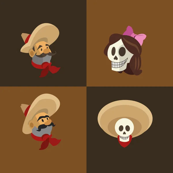 Imagen de iconos relacionados con la cultura mexicana — Vector de stock