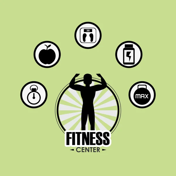 Immagine delle icone correlate allo stile di vita fitness — Vettoriale Stock