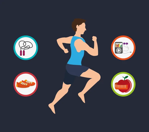 Fitness lifestyle related icons image — Stock Vector