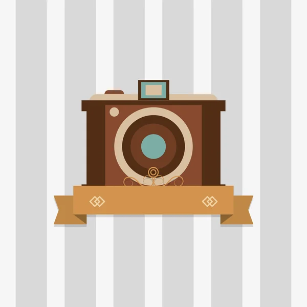 Retro photographic camera emblem image — Stock Vector