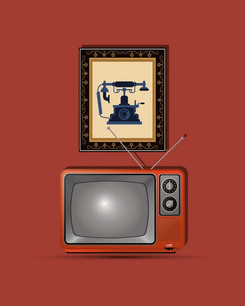 Retro tv emblema imagem — Vetor de Stock