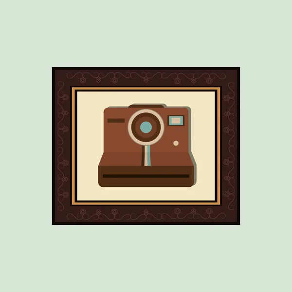 Retro photographic camera emblem image — Stock Vector