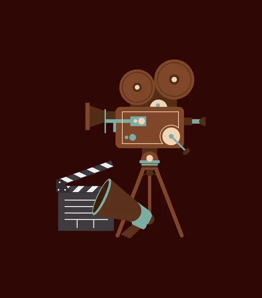 Imagem retro projetor de filme e ícones relacionados ao cinema — Vetor de Stock