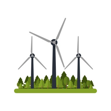 Çim tasarımı ile izole yel değirmeni