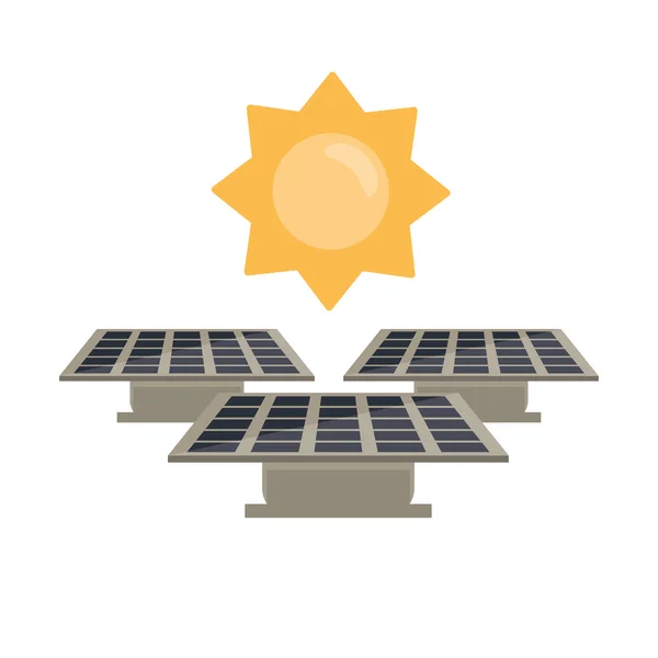 Pannello solare isolato con disegno del sole — Vettoriale Stock