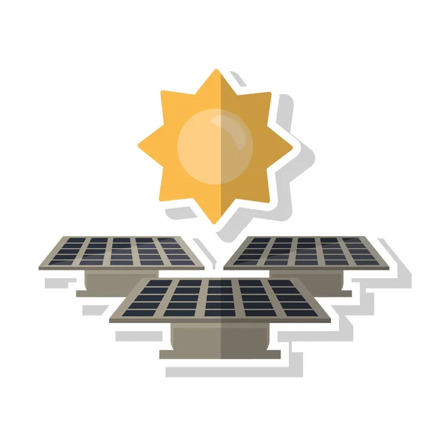 Pannello solare isolato con disegno del sole — Vettoriale Stock