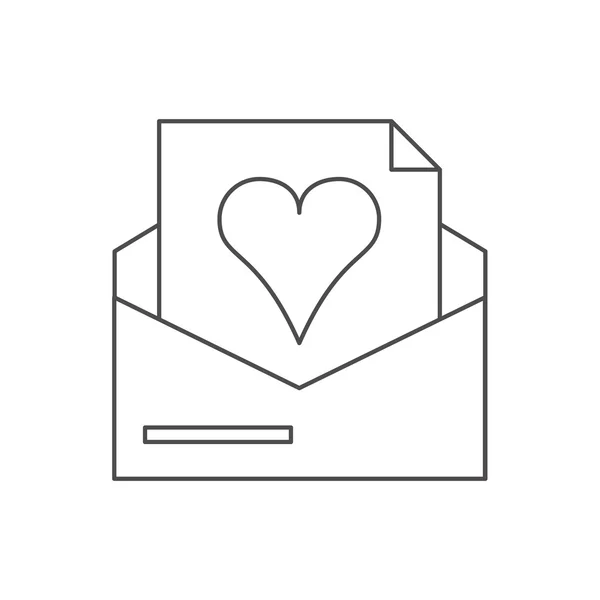 Coeur isolé intérieur conception enveloppe — Image vectorielle