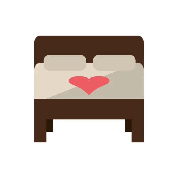 Isoliertes Bett mit Herzdesign — Stockvektor