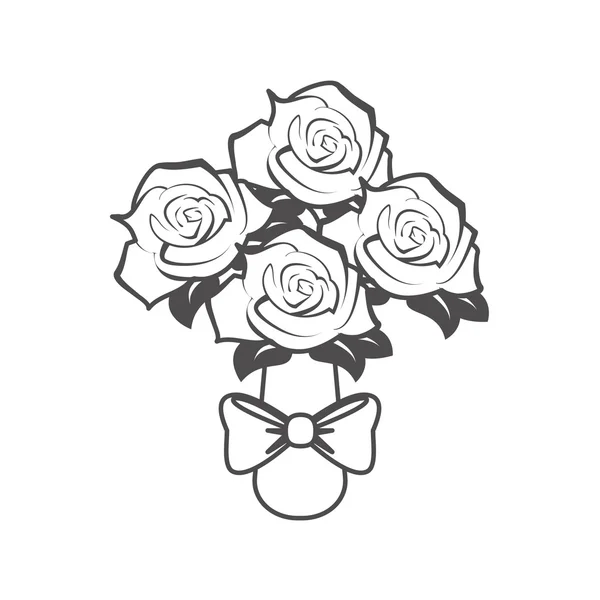 Roses isolées avec design noeud papillon — Image vectorielle