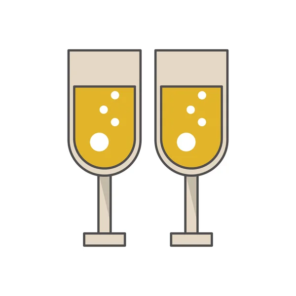 Изолированная пара чашек шампанского — стоковый вектор