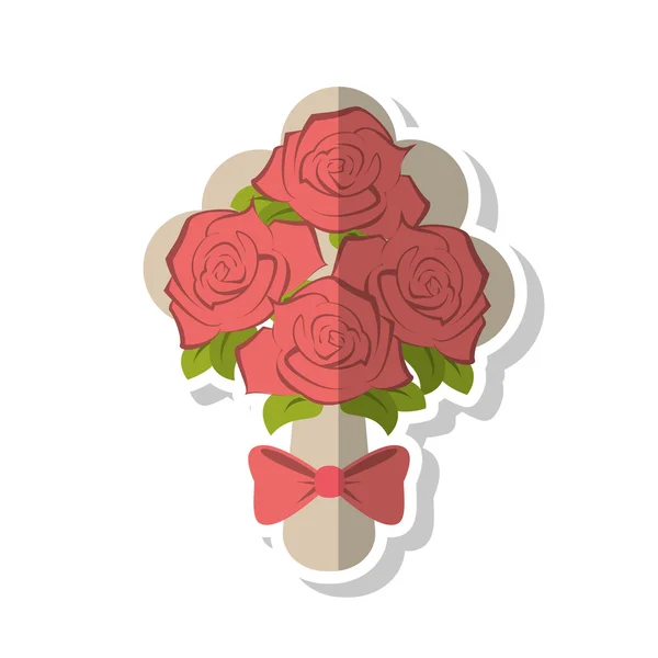 Roses isolées avec design noeud papillon — Image vectorielle