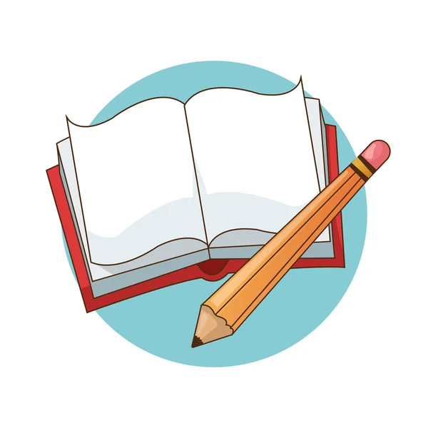 Книга и карандаш для школьного дизайна — стоковый вектор