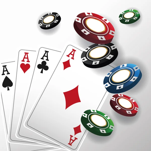 Cartes de conception de Poker et jetons — Image vectorielle