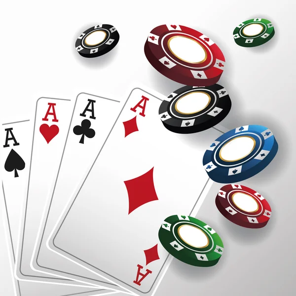 Cartas de Poker e design de fichas — Vetor de Stock