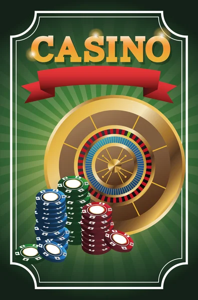 Chips y ruleta para el diseño de juegos de póquer y casino — Archivo Imágenes Vectoriales