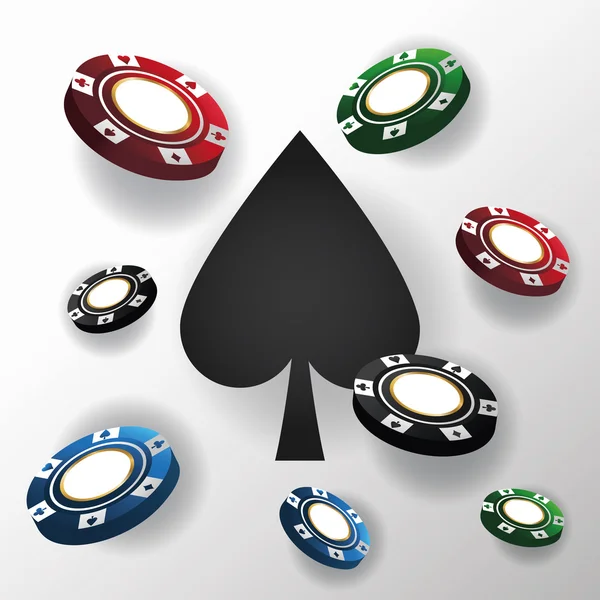 Chips and spade for poker and casino game design — Stock Vector