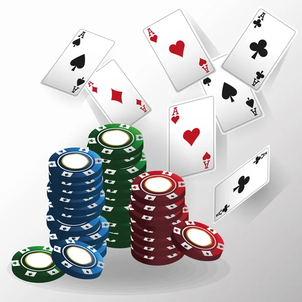 Kort Poker och chips design — Stock vektor
