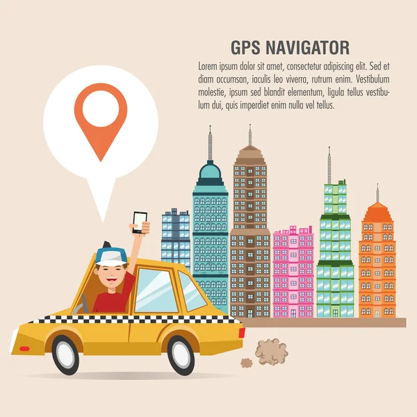 Gps навигатор и дизайн местоположения — стоковый вектор