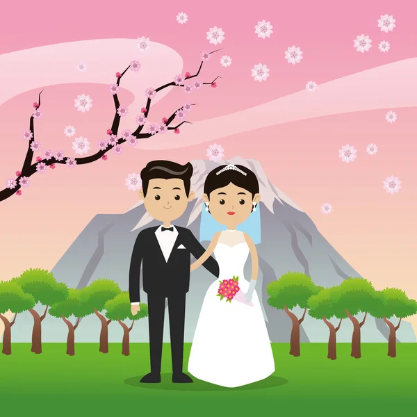 Boda y matrimonio diseño de pareja — Vector de stock