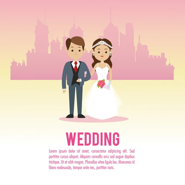 Mariage et mariage couple design — Image vectorielle