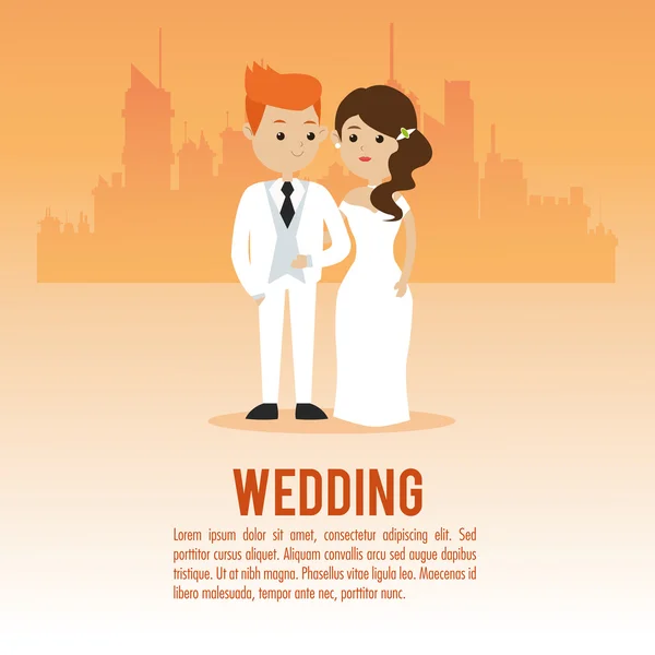 Düğün ve evlilik çift tasarımı — Stok Vektör