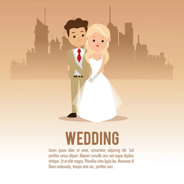 Düğün ve evlilik çift tasarımı — Stok Vektör