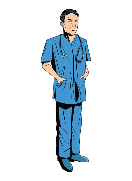 Dottore cartone animato con uniforme — Vettoriale Stock