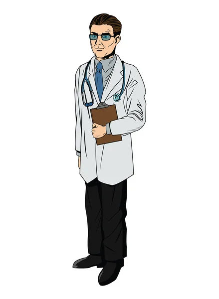 Médico desenhos animados com uniforme — Vetor de Stock