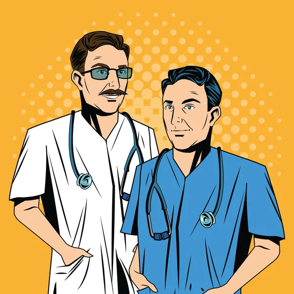 Médico desenhos animados com uniforme — Vetor de Stock