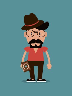 hipster adam ve fotoğraf kamera görüntüsü