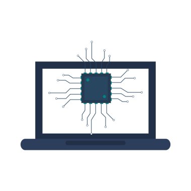 bilgisayar ve işlemci simgesi