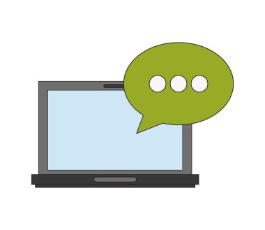 bilgisayar ve konuşma balonu simgesinin