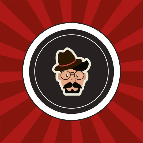 Hipster homme emblème image — Image vectorielle