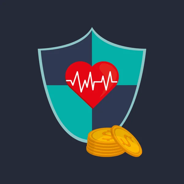 Imagen de iconos relacionados con seguro de salud — Vector de stock