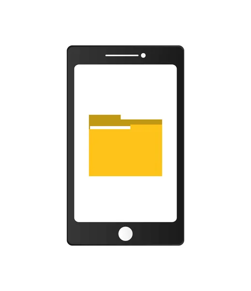 Иконка современного мобильного телефона и папки файлов — стоковый вектор